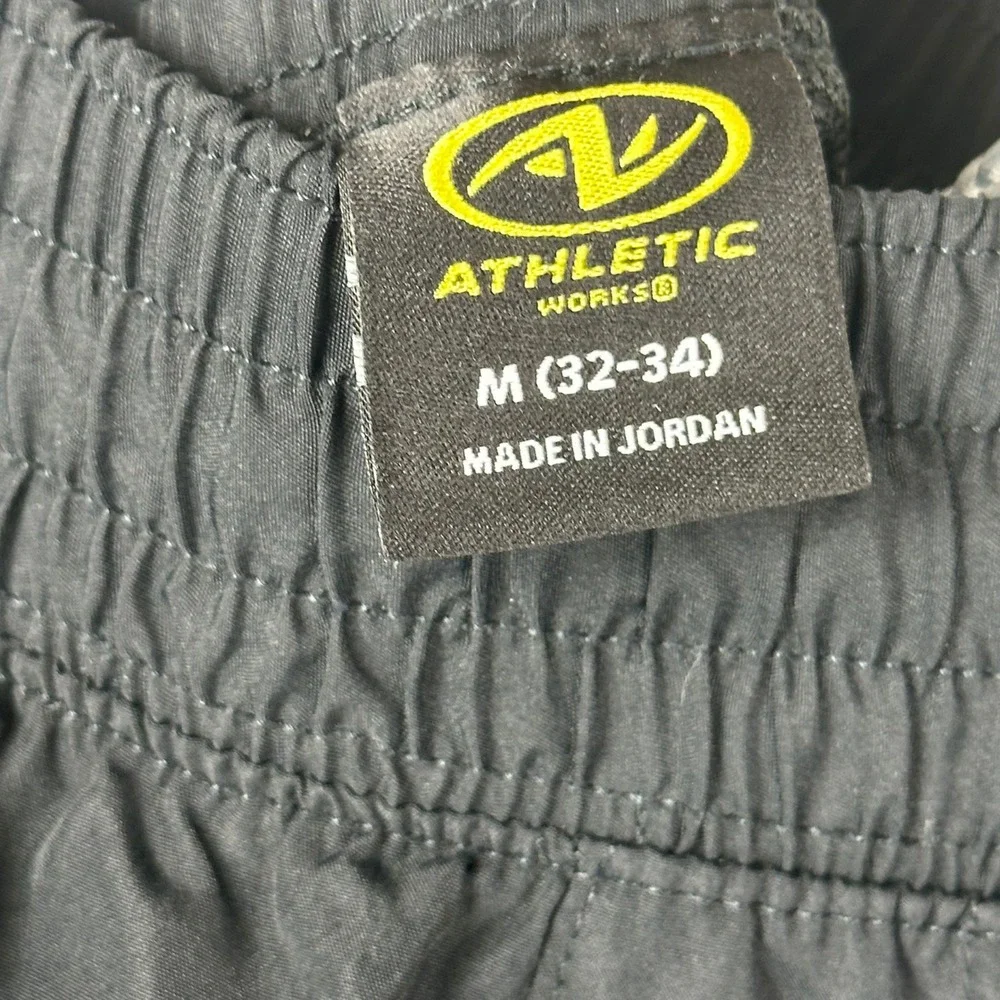Athletic Works Track Pants Mens M Regular Black Windbreaker Ankle Zip Polyester‎